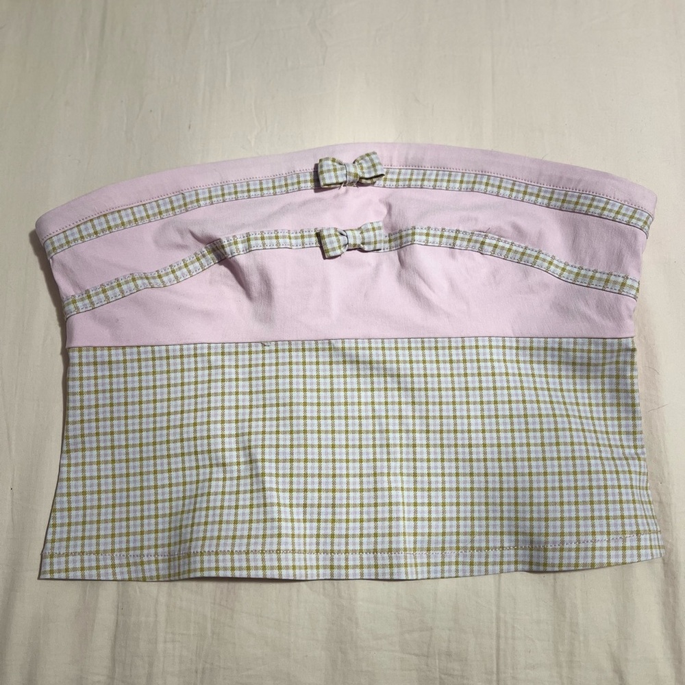 Kimchi Blue Pink and Gray Bustier Crop Top